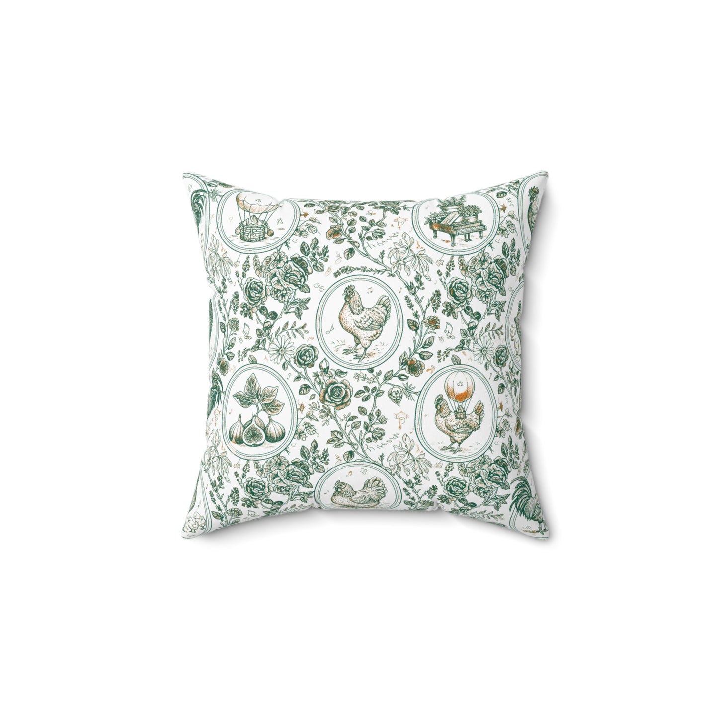 Botanical Coop Toile Accent Pillow