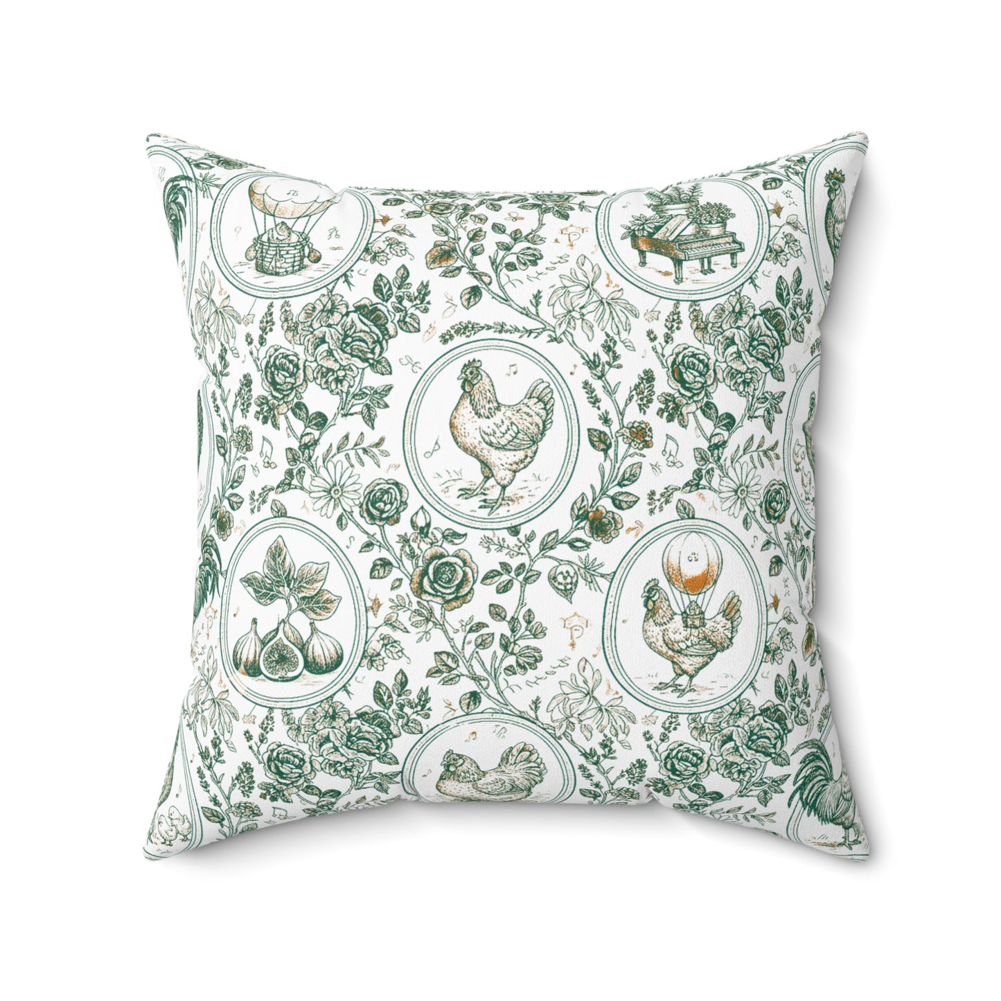 Botanical Coop Toile Accent Pillow
