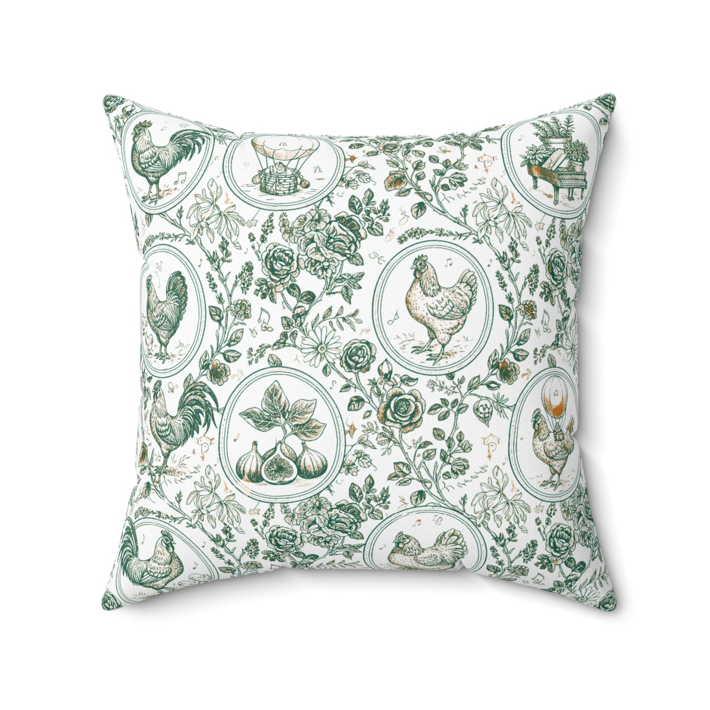 Botanical Coop Toile Accent Pillow