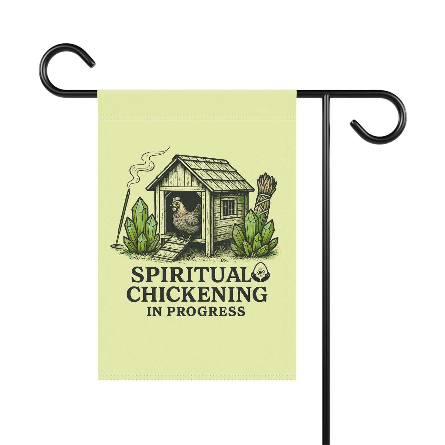 Spiritual Chickening in Progress Garden Banner: Your Mystical Manor