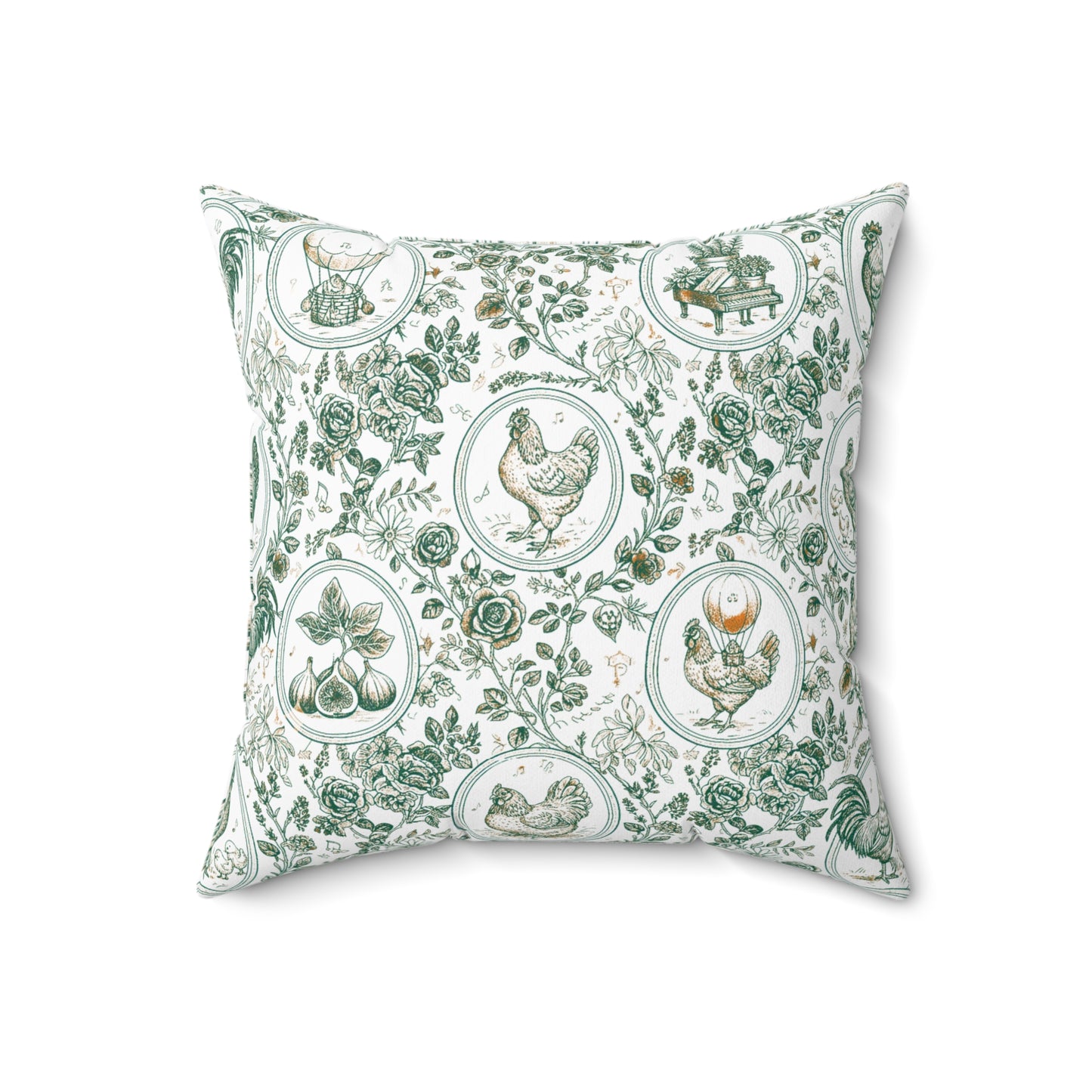 Botanical Coop Toile Accent Pillow