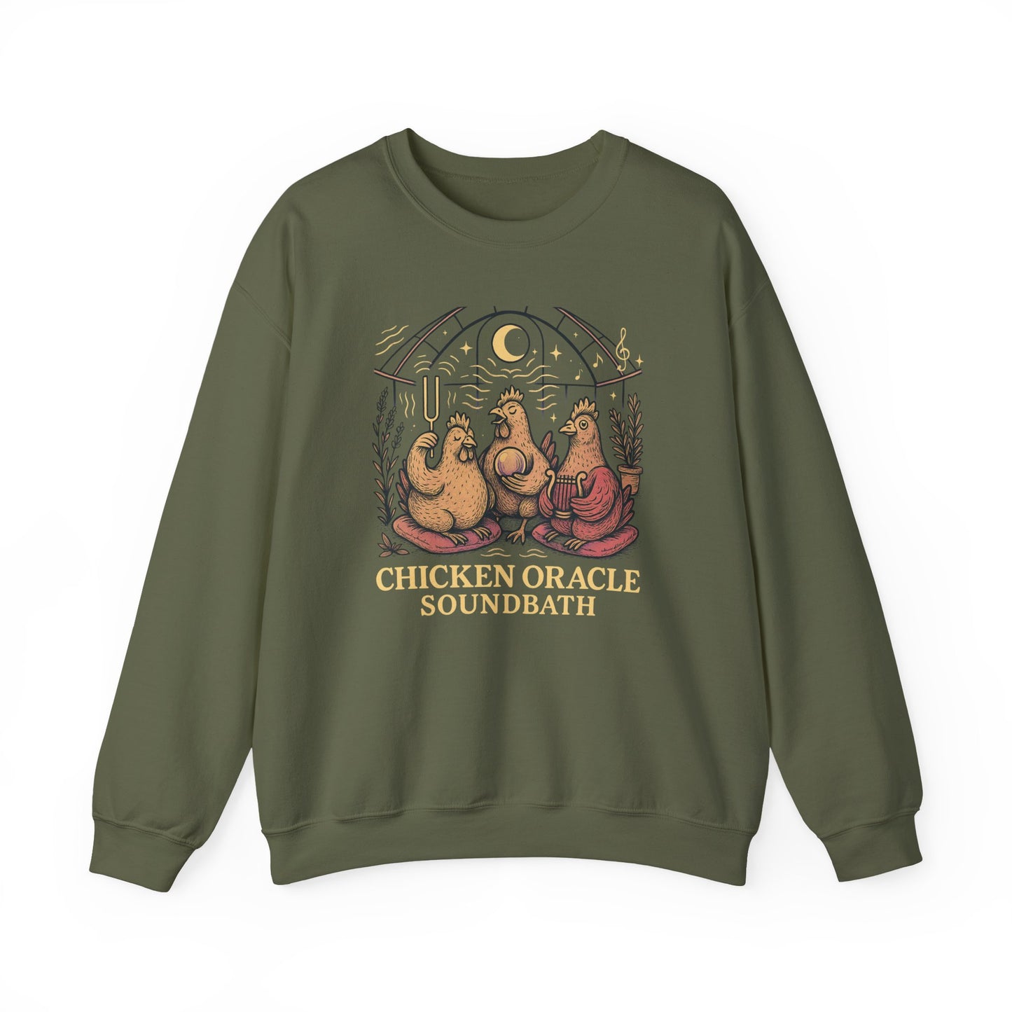 Chicken Oracle Soundbath Sweatshirt Cozy, Cosmic, Cluckin’ Enlightened