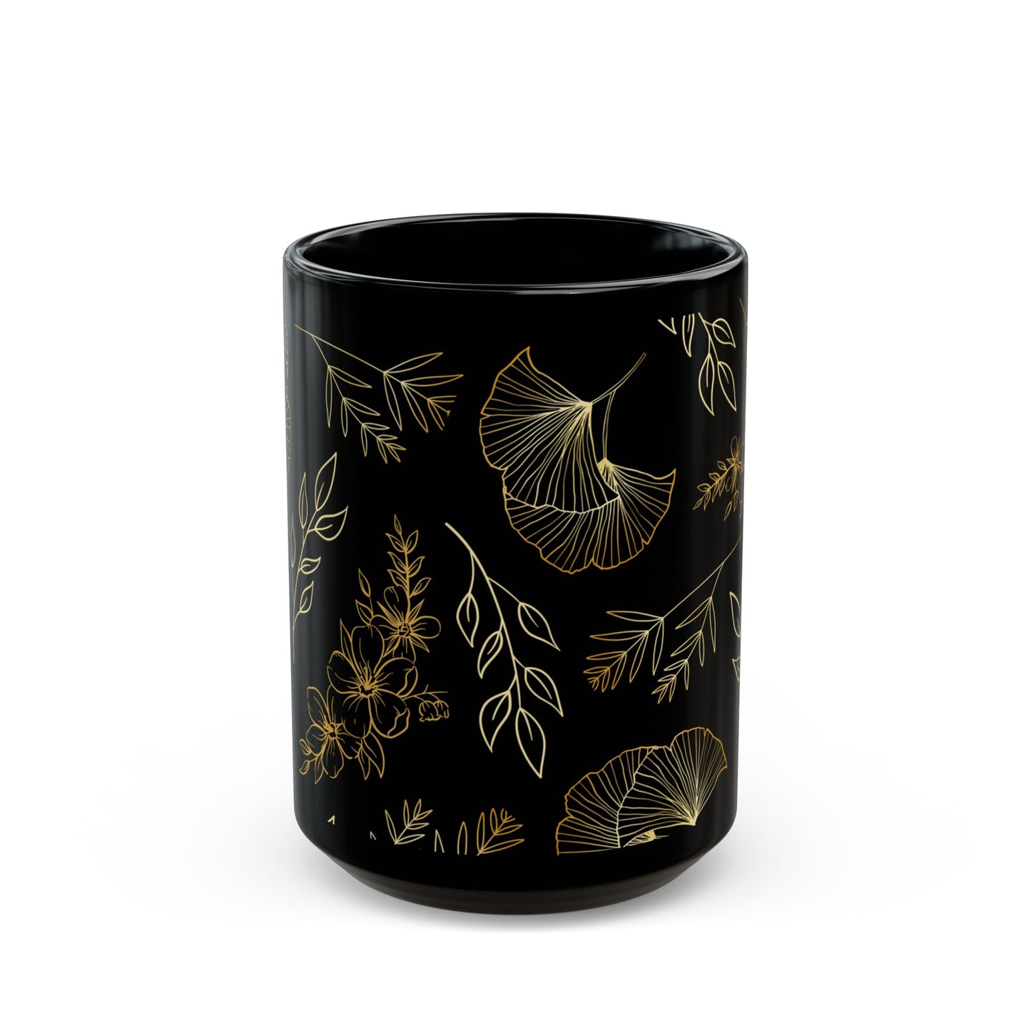 Fabulous Foliage Black Ceramic Mug (11oz, 15oz)