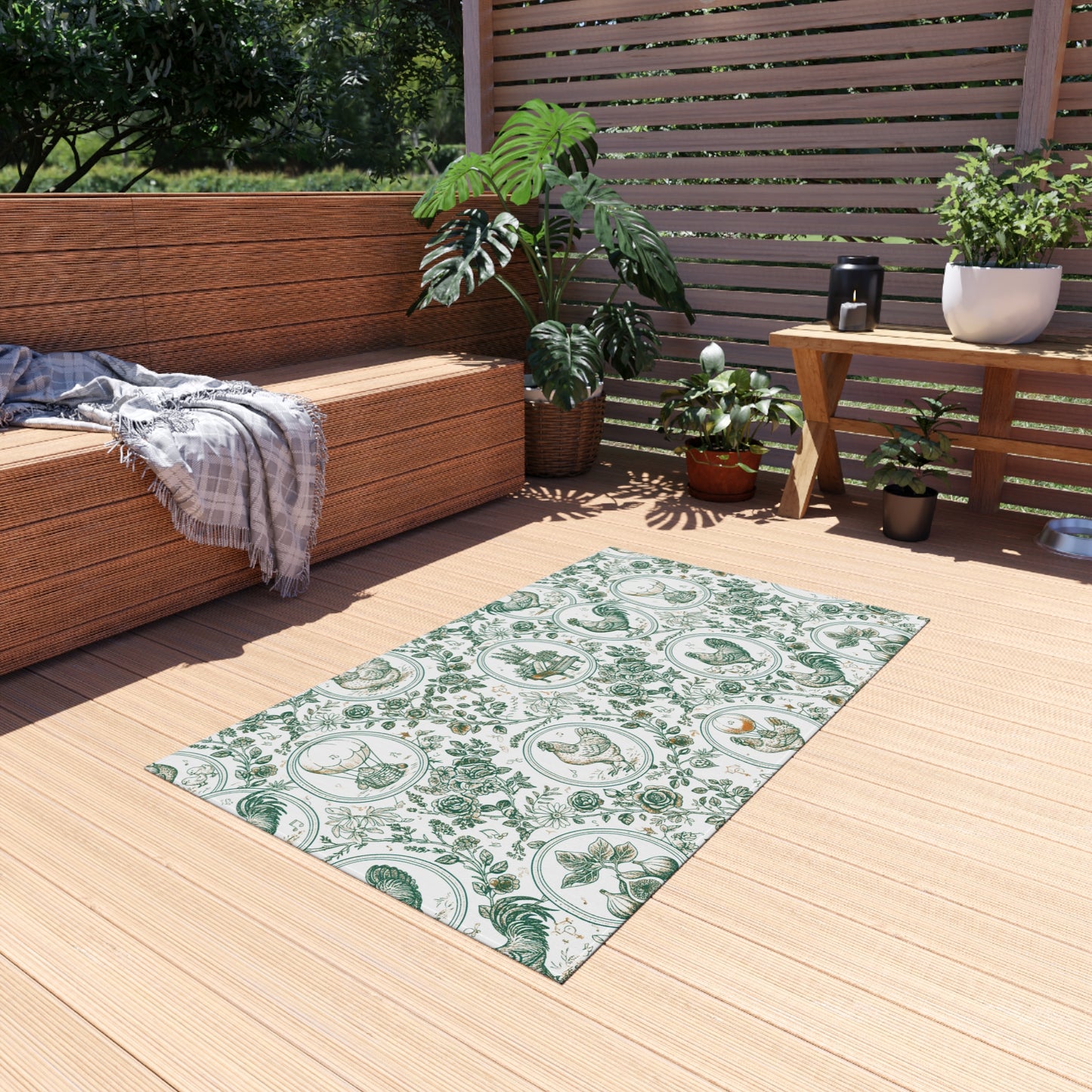 Botanical Coop Toile Outdoor Rug
