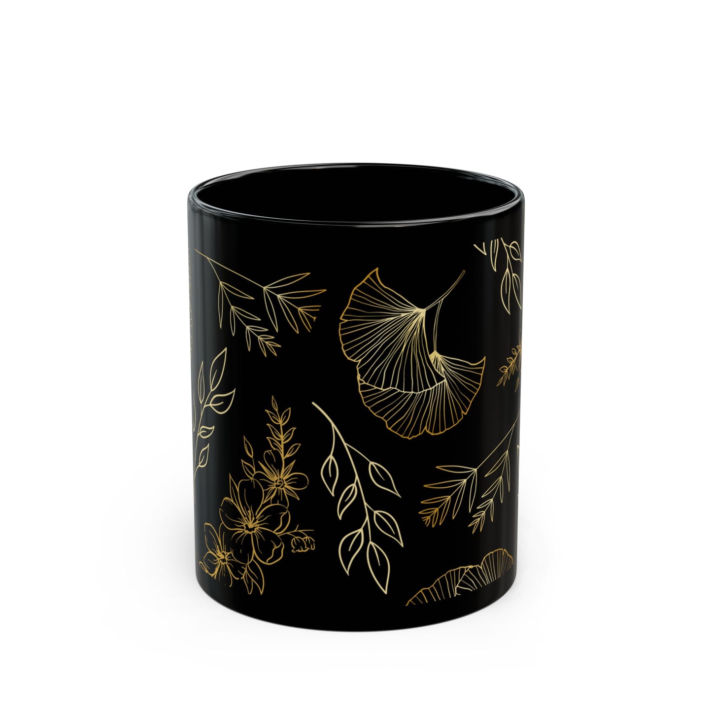 Fabulous Foliage Black Ceramic Mug (11oz, 15oz)