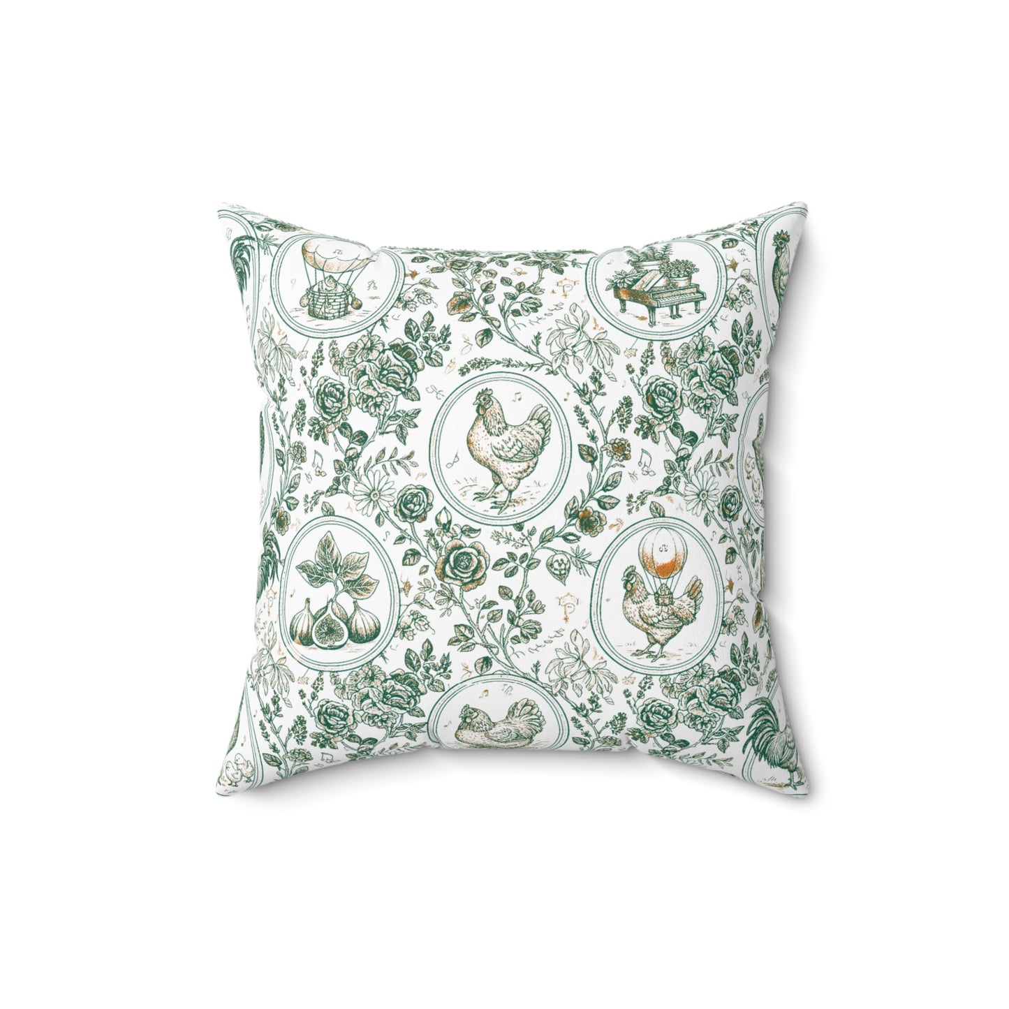 Botanical Coop Toile Accent Pillow
