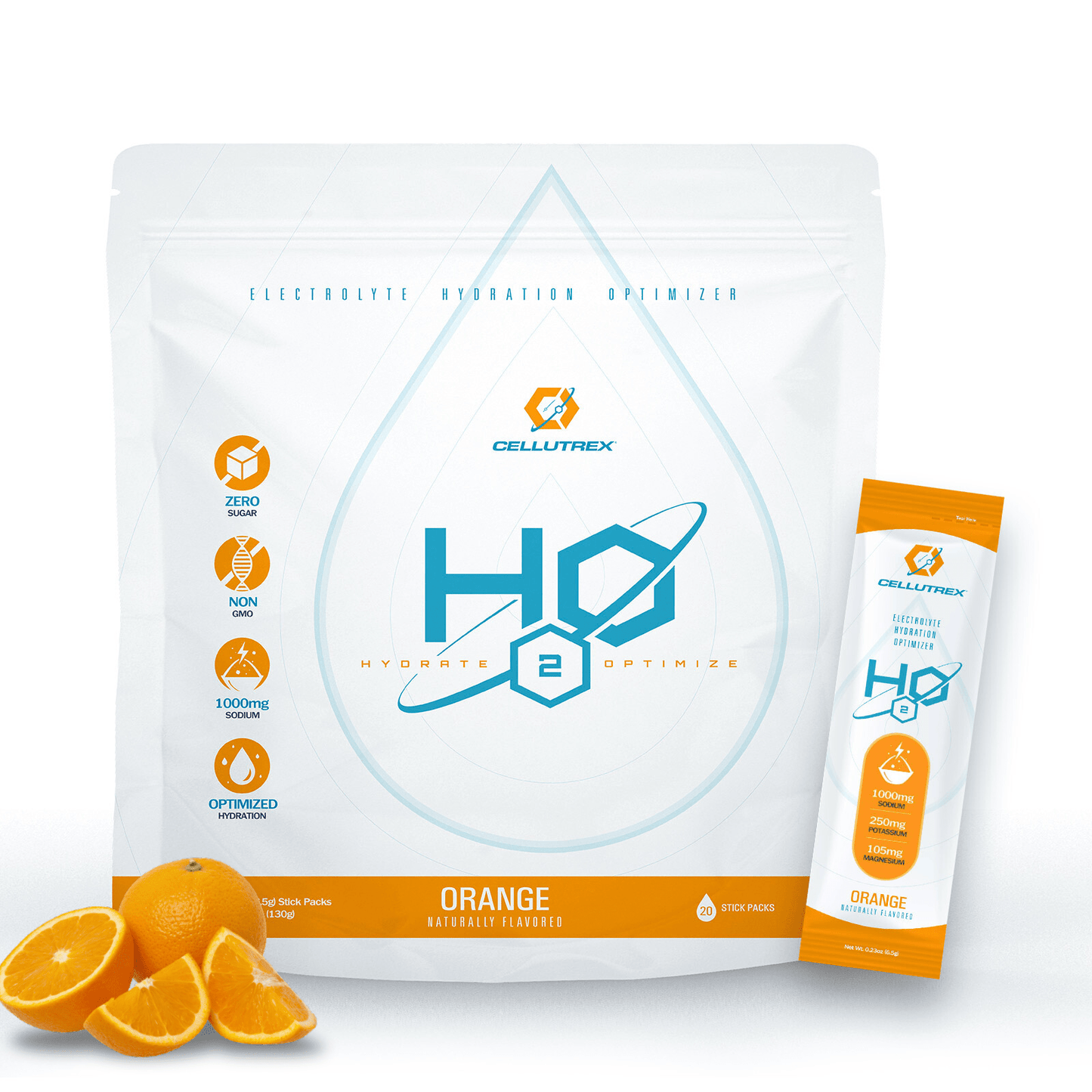 H2O ELECTROLYTES™ - Orange (20 count) - Zero Sugar Electrolyte Powder