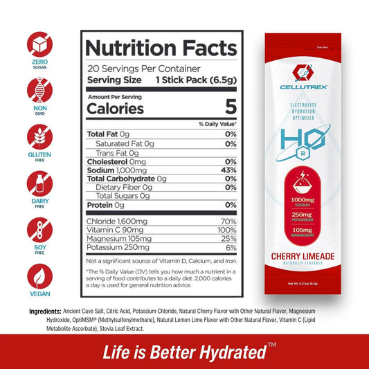 H2O ELECTROLYTES™ - Cherry Limeade (20 count) - Zero Sugar Electrolyte Powder