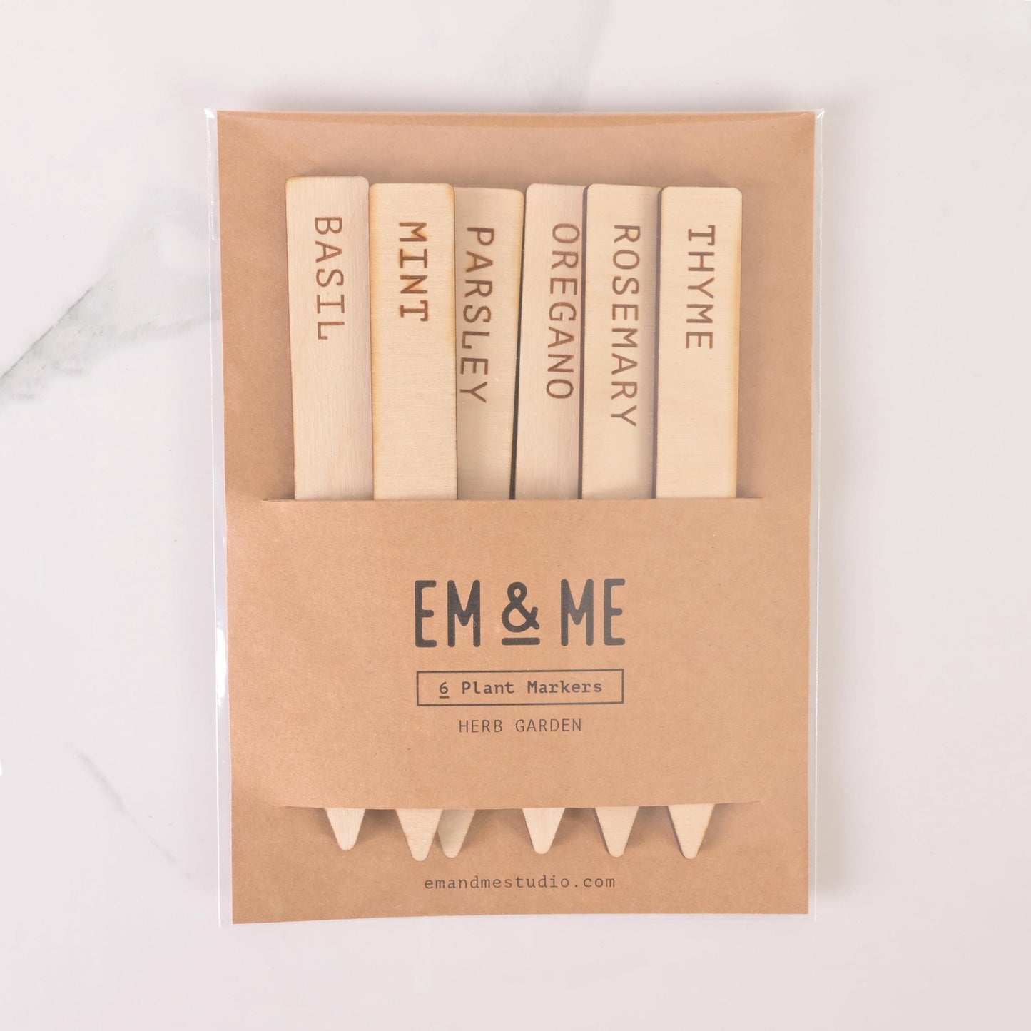Laser-Cut Wood Plant Markers, Set of 6