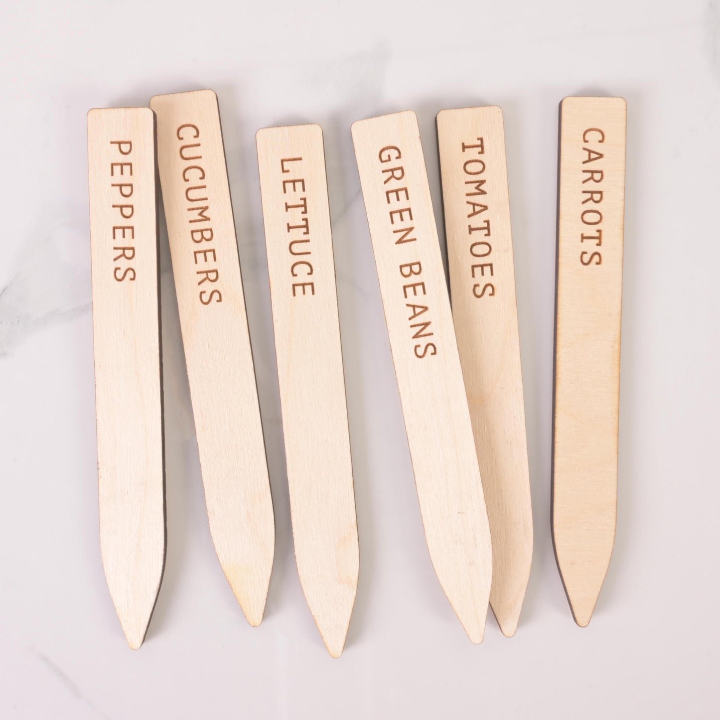Laser-Cut Wood Plant Markers, Set of 6