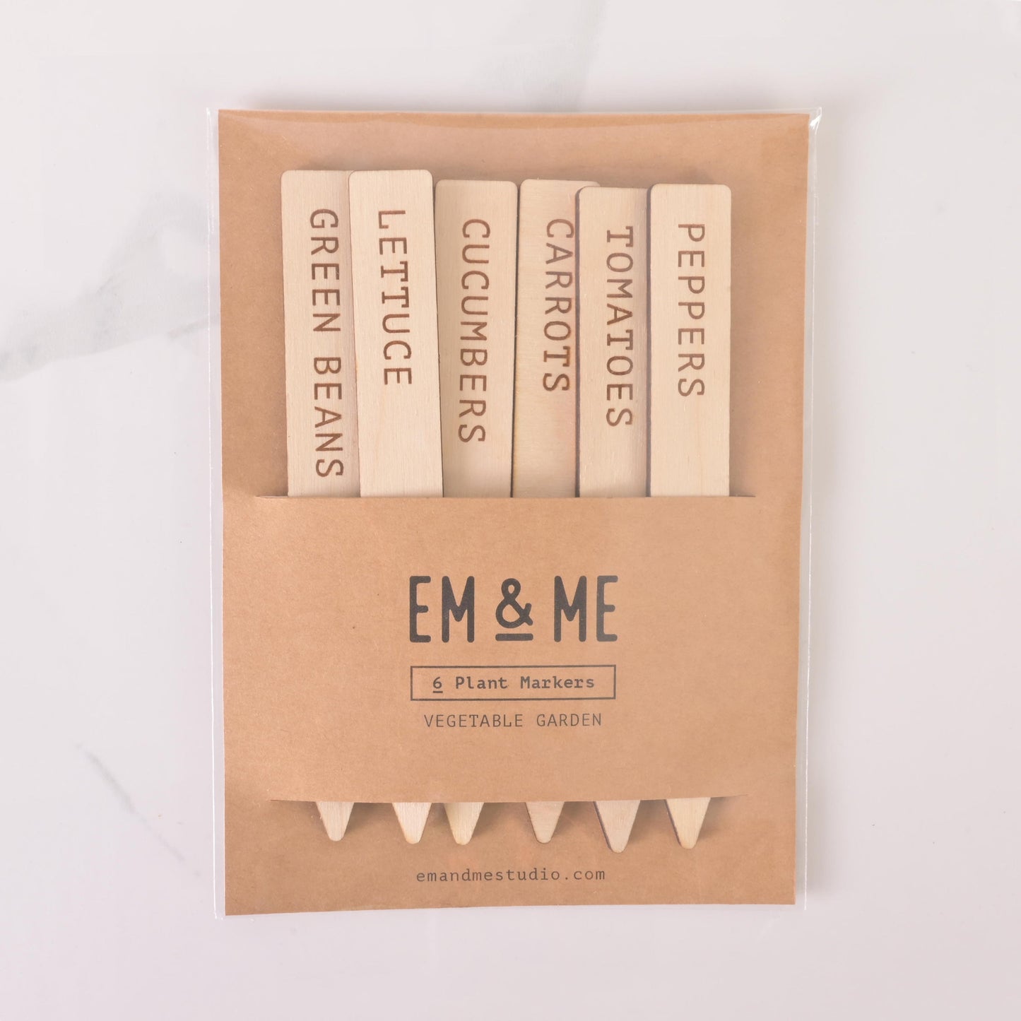 Laser-Cut Wood Plant Markers, Set of 6
