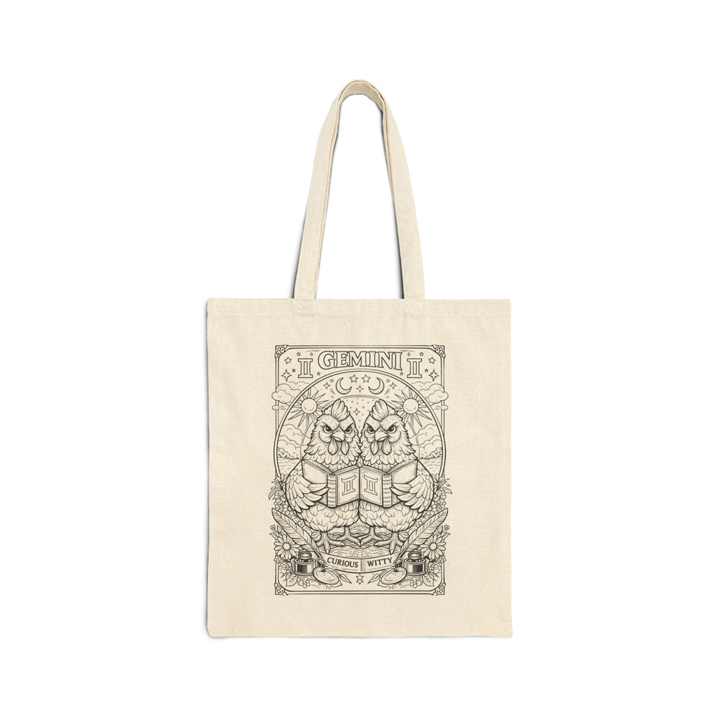 Gemini Chicken Twins Zodiac Coloring Canvas Tote Bag