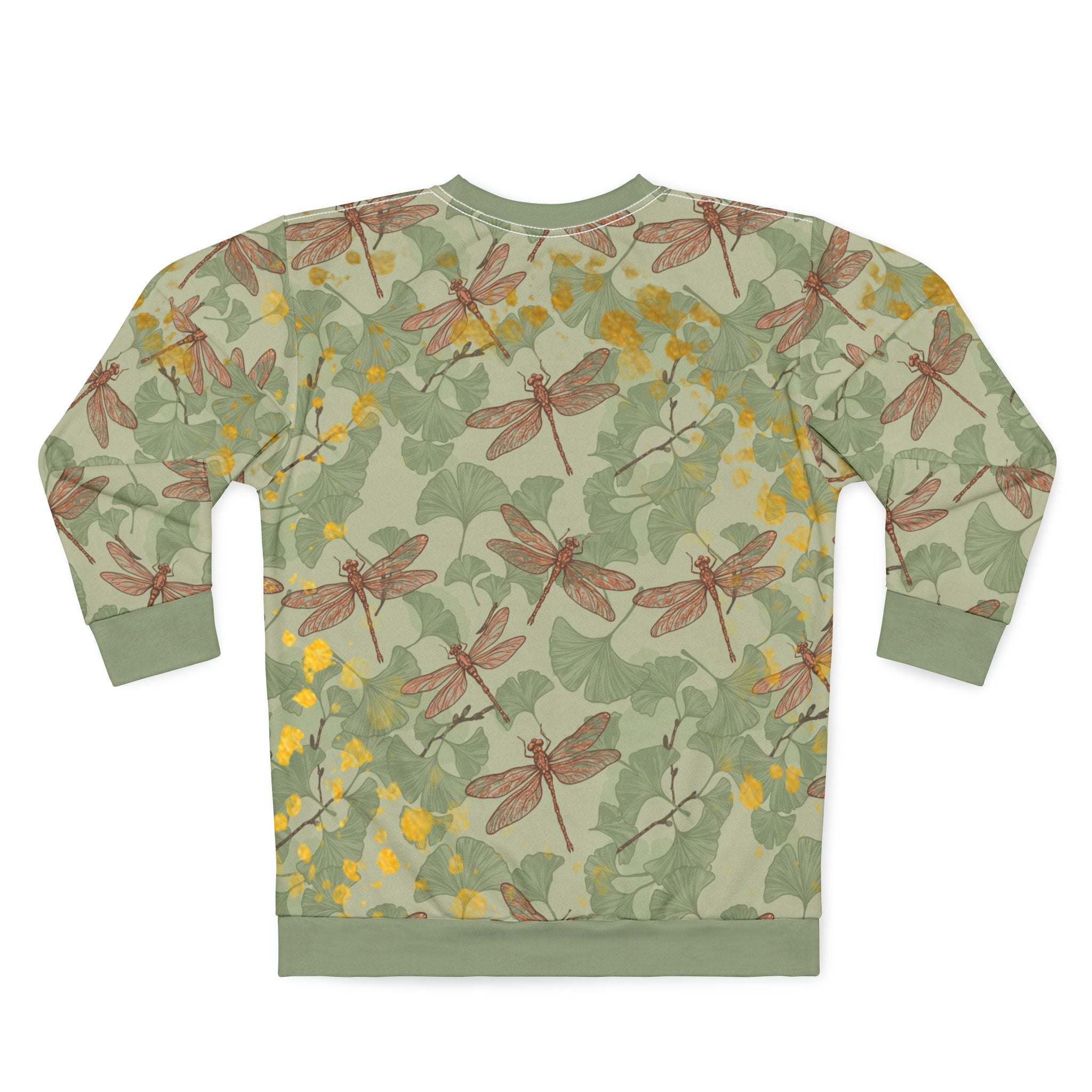 Dragonfly Ginkgo Sweatshirt — Floral Nature All-Over Print