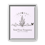 Tend Your Frequency: Adjust Accordingly Botanical Moon Phase Framed Canvas Print