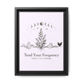 Tend Your Frequency: Adjust Accordingly Botanical Moon Phase Framed Canvas Print