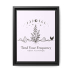 Tend Your Frequency: Adjust Accordingly Botanical Moon Phase Framed Canvas Print