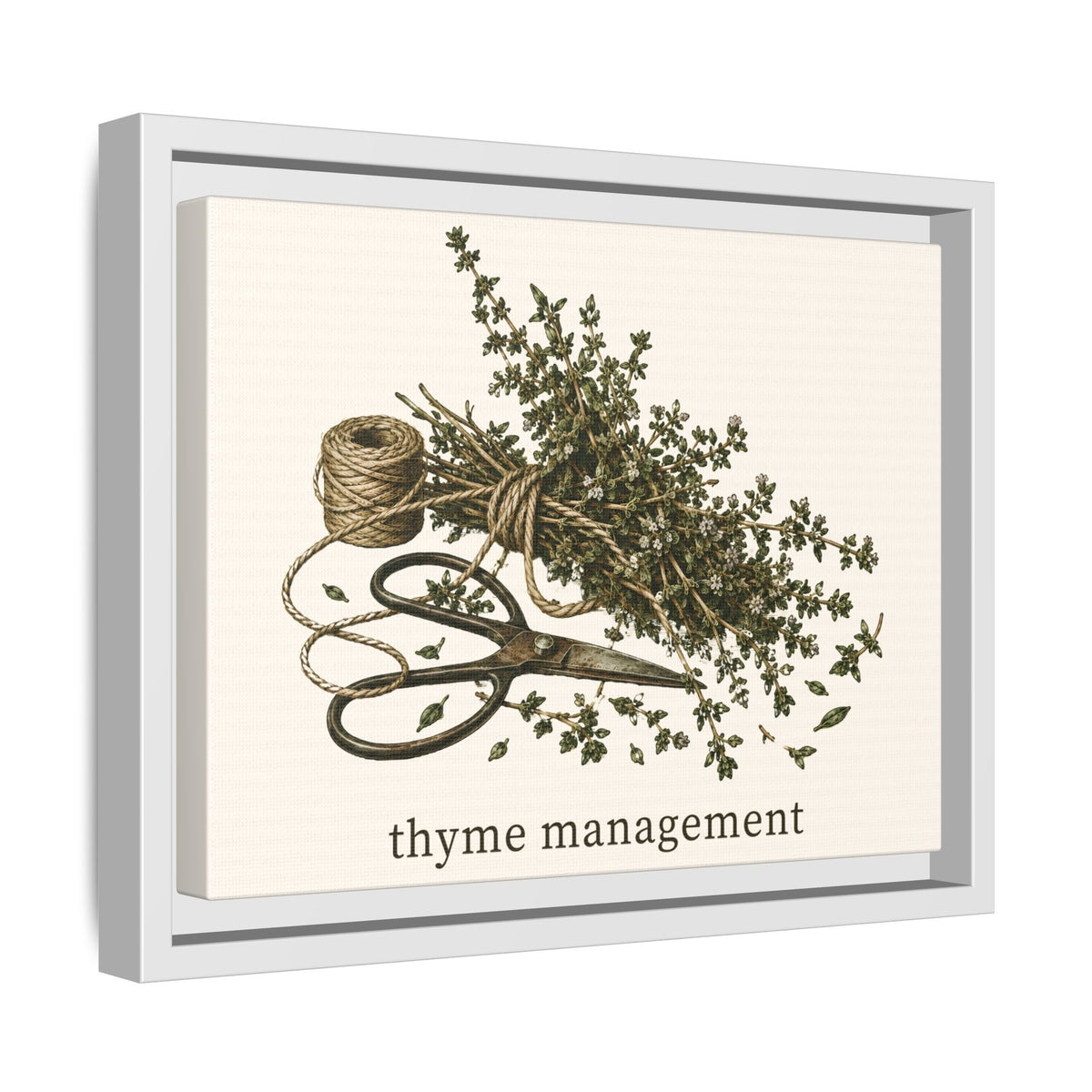 Thyme Management Kitchen Herb Framed Canvas Wall Art