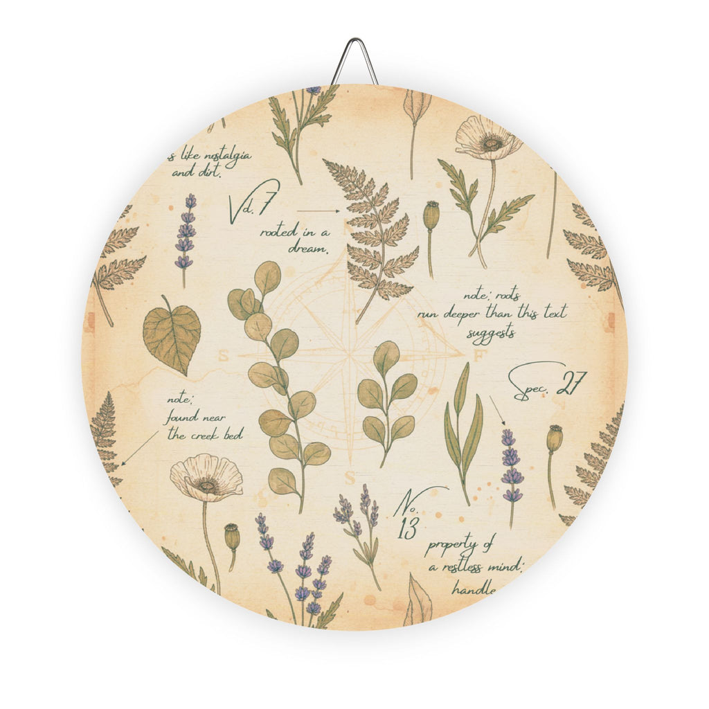 Field Guide Vintage Botanical Round Wood Sign