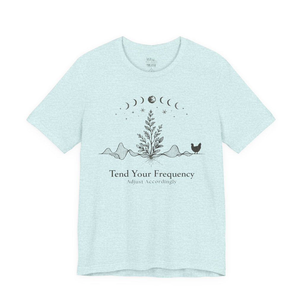 Tend Your Frequency: Adjust Accordingly Moon Phase Botanical Tee