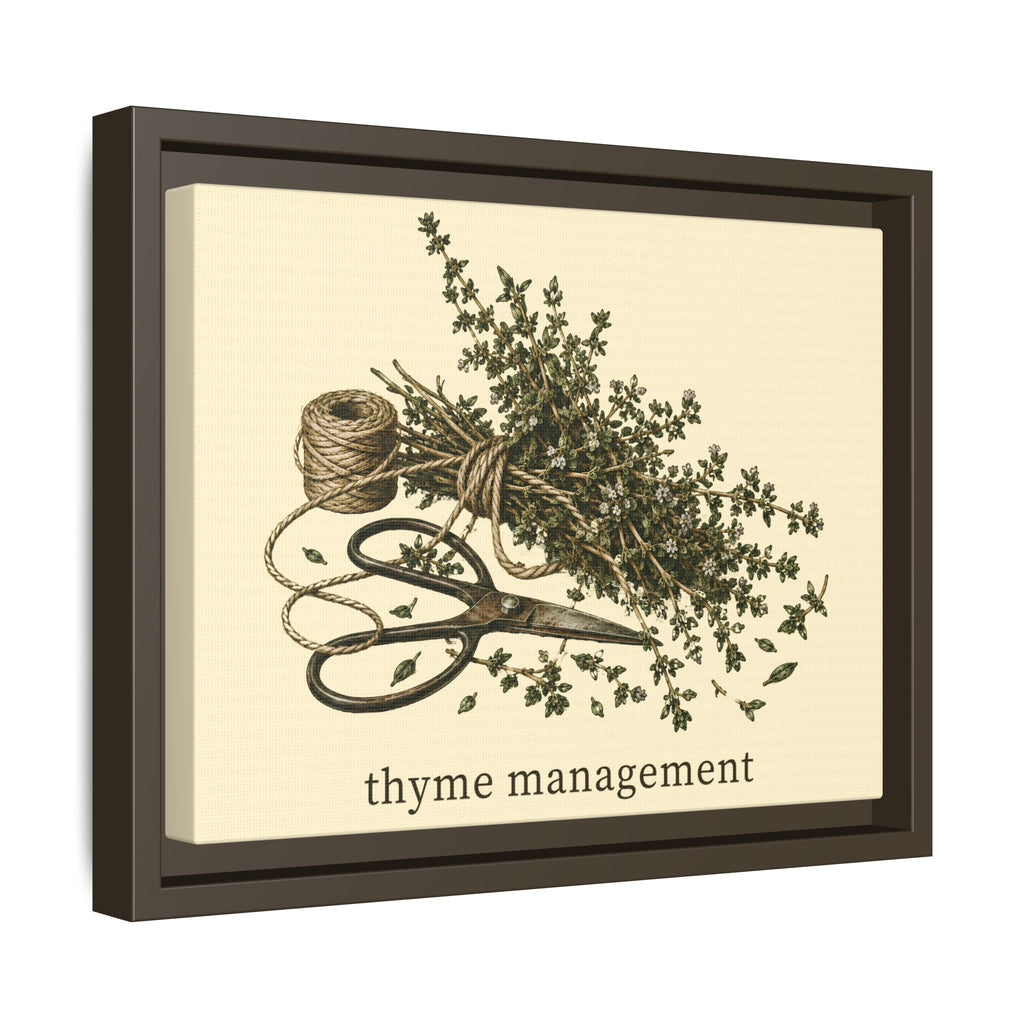 Thyme Management Kitchen Herb Framed Canvas Wall Art