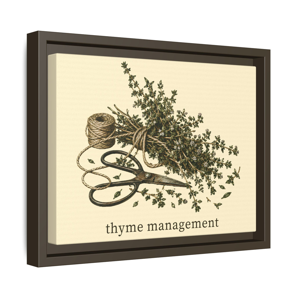 Thyme Management Kitchen Herb Framed Canvas Wall Art