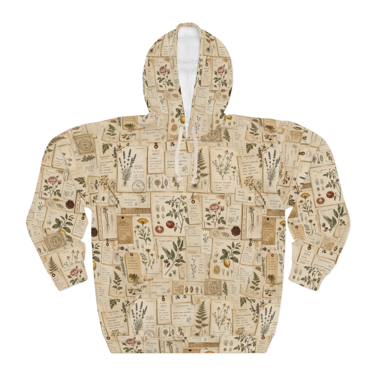 Botanical Herbarium Vintage Floral Pullover Hoodie