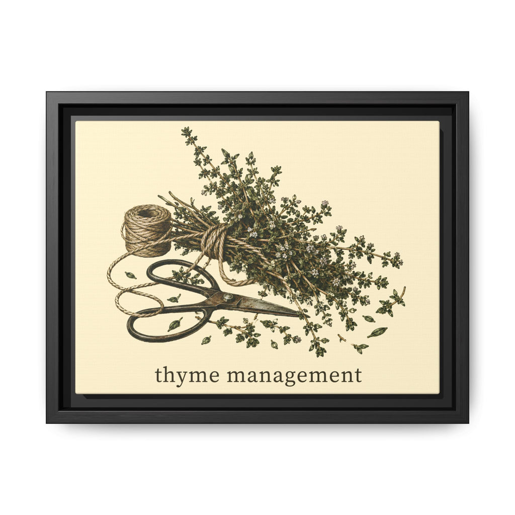 Thyme Management Kitchen Herb Framed Canvas Wall Art