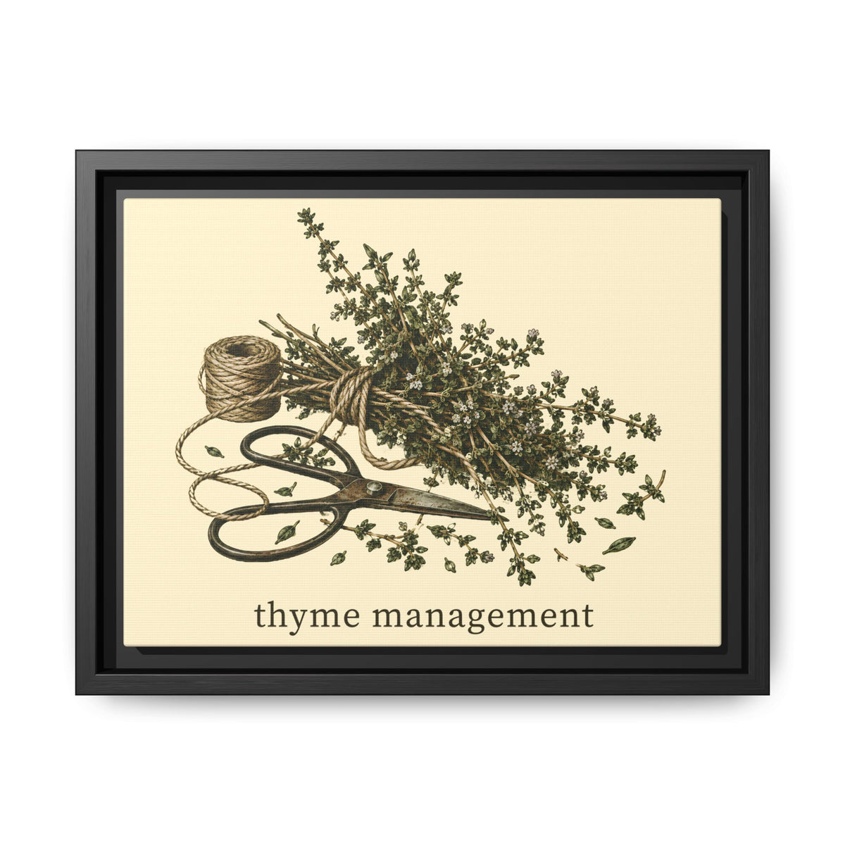 Thyme Management Kitchen Herb Framed Canvas Wall Art