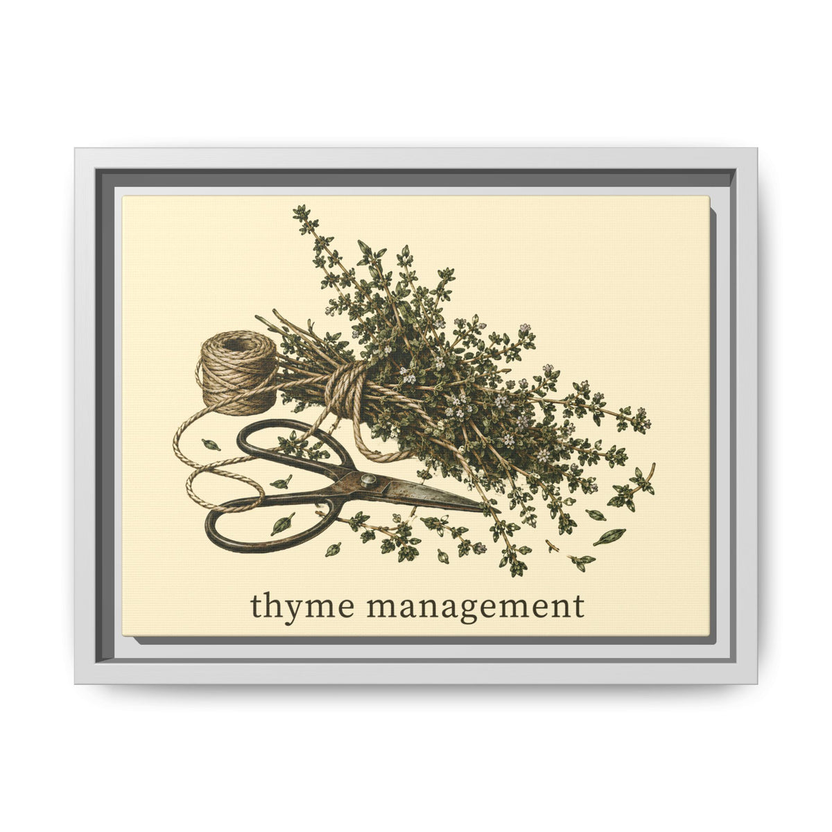 Thyme Management Kitchen Herb Framed Canvas Wall Art