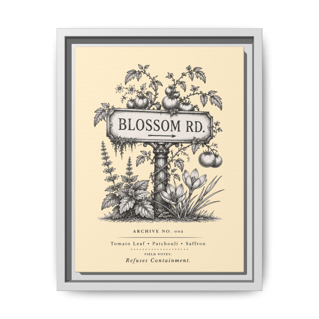 BLOSSOM RD. Vintage Botanical Street Sign Print Framed Canvas Art