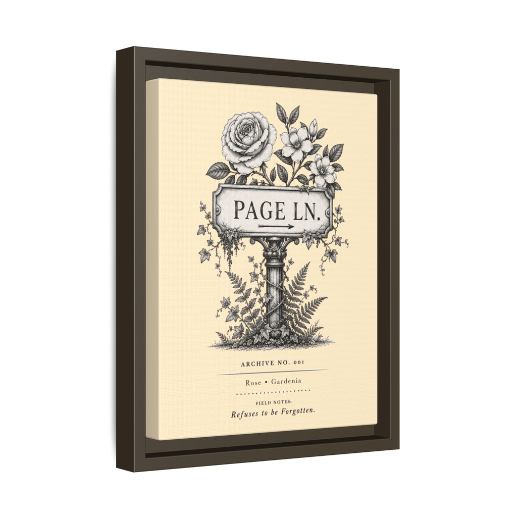 PAGE LN Vintage Botanical Sign Art Framed Matte Canvas Print