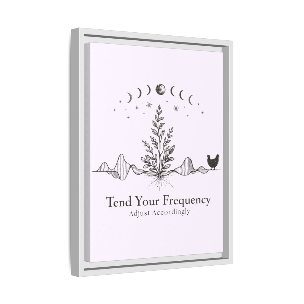 Tend Your Frequency: Adjust Accordingly Botanical Moon Phase Framed Canvas Print