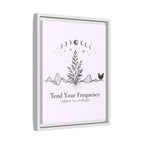 Tend Your Frequency: Adjust Accordingly Botanical Moon Phase Framed Canvas Print