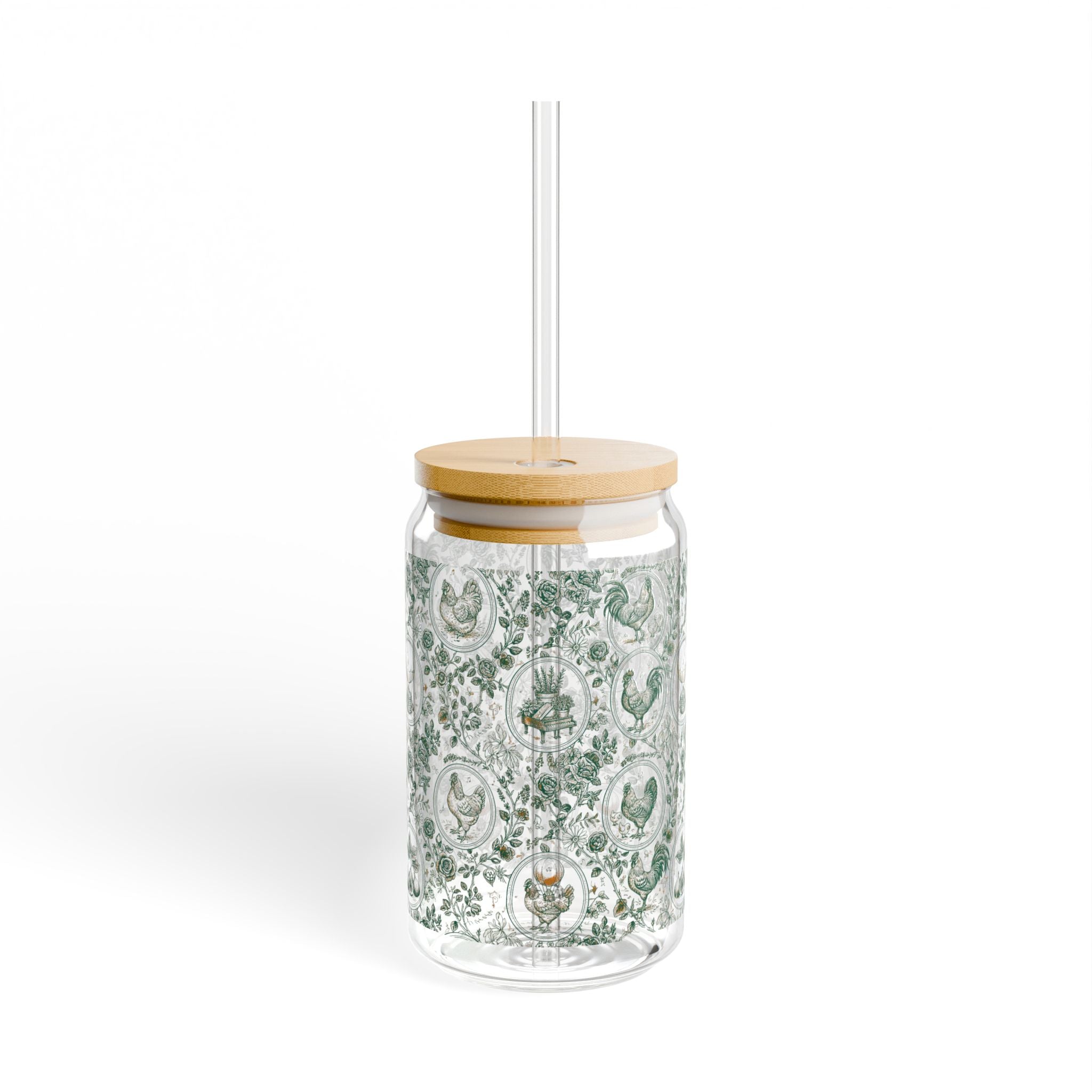 Botanical Coop Toile Eco-Friendly Sipper Glass