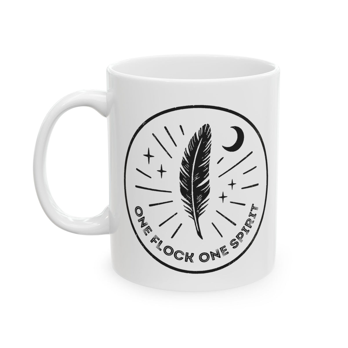 One Flock One Spirit Celestial Feather Ceramic Mug