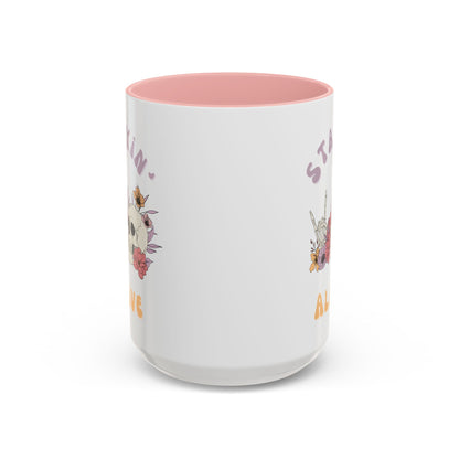 Stayin' Alive Accent Coffee Mug (11, 15oz)