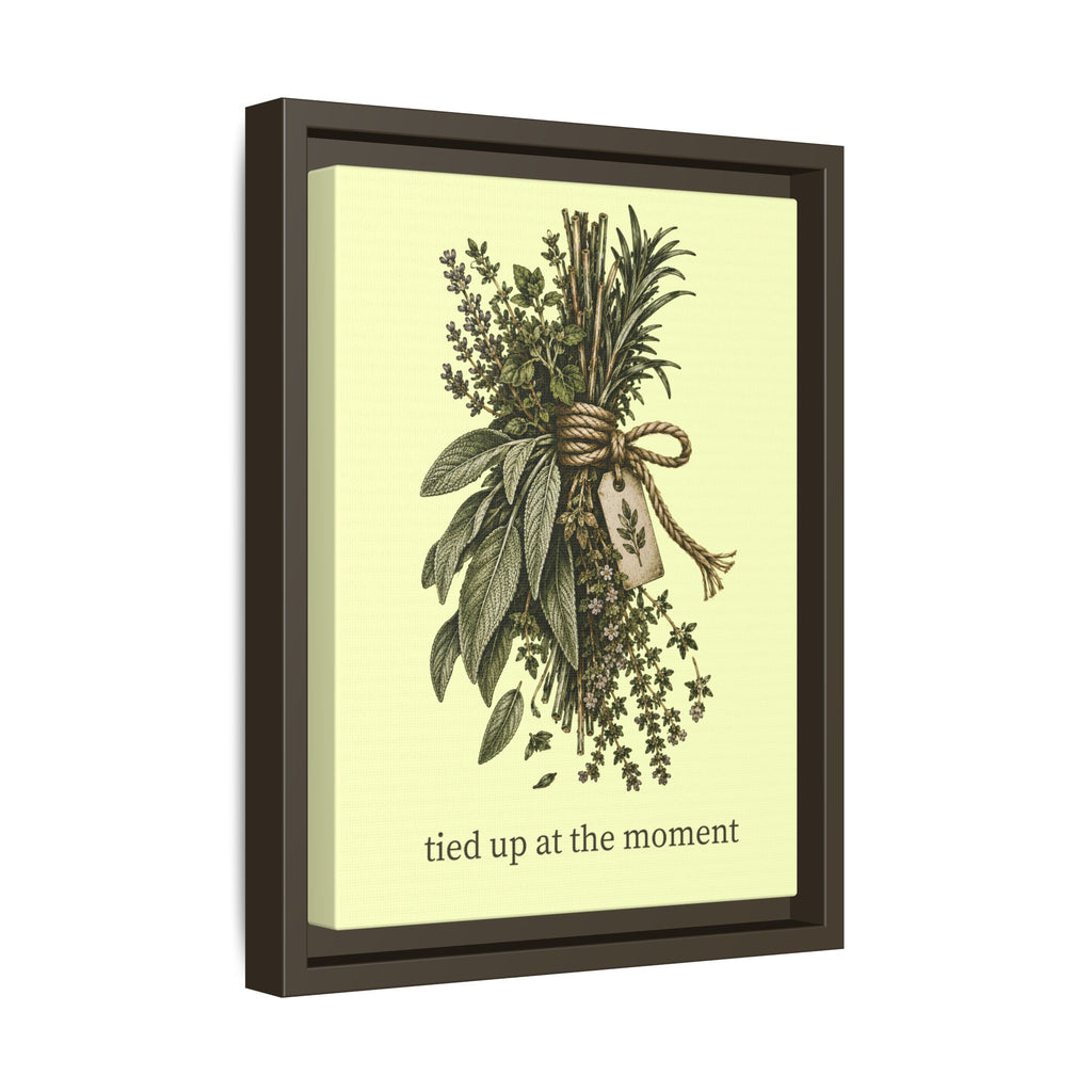 Tied Up at the Moment Kitchen Herb Matte Framed Canvas Wall Art
