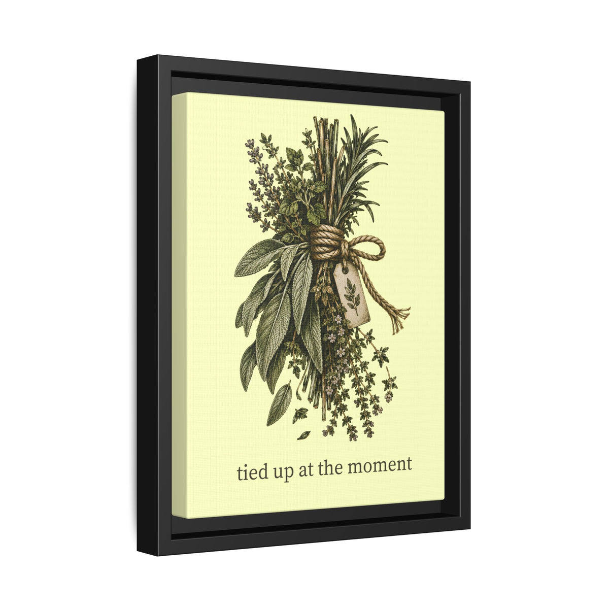 Tied Up at the Moment Kitchen Herb Matte Framed Canvas Wall Art