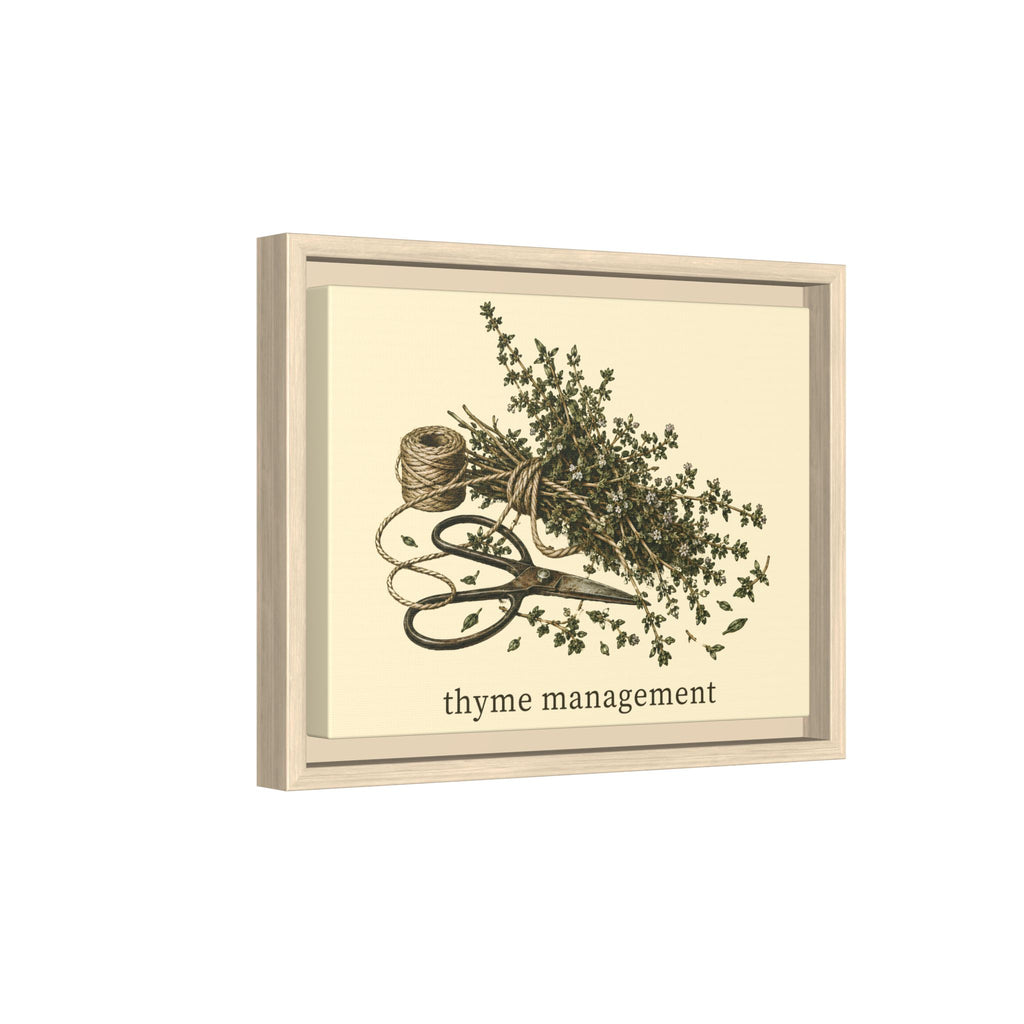 Thyme Management Kitchen Herb Framed Canvas Wall Art