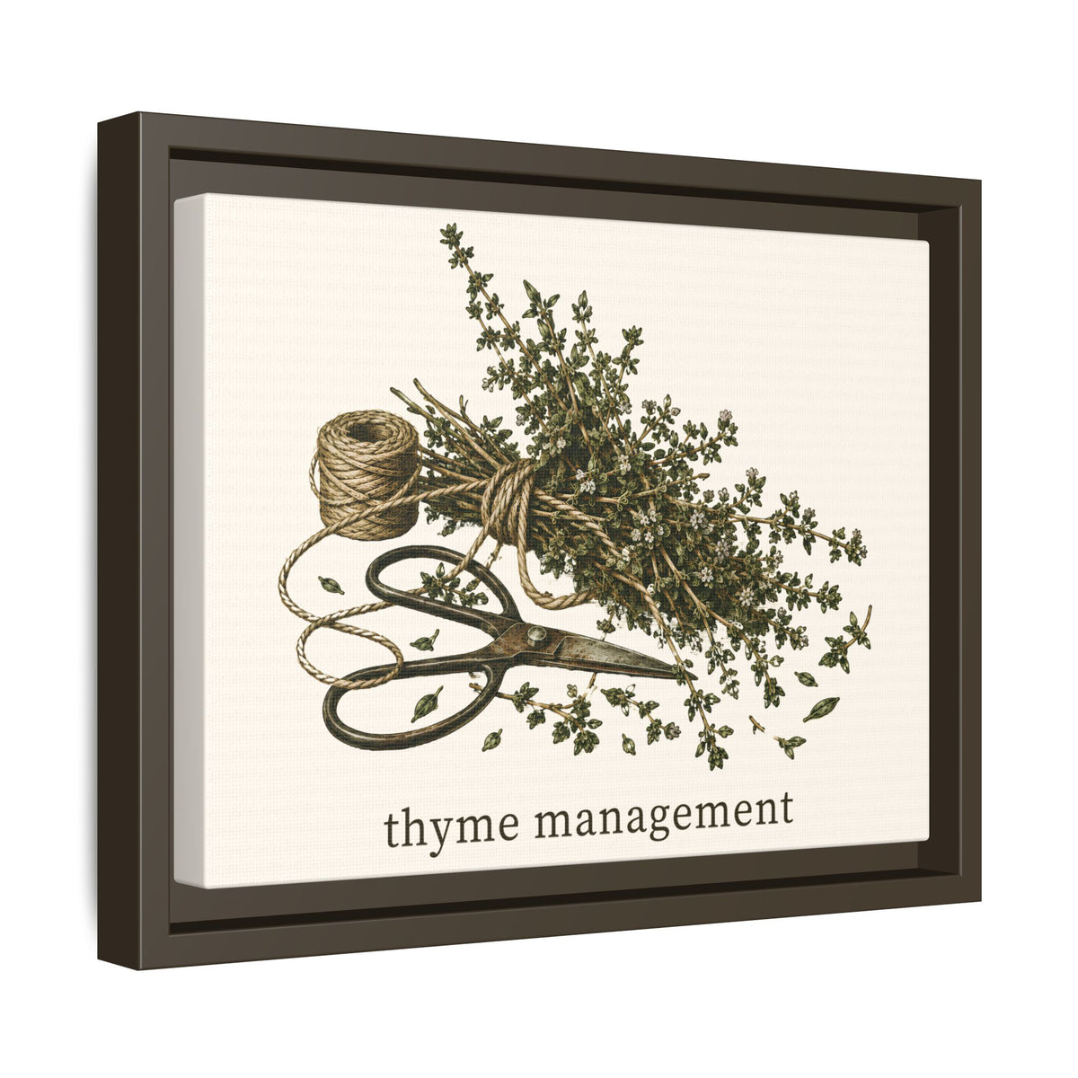 Thyme Management Kitchen Herb Framed Canvas Wall Art