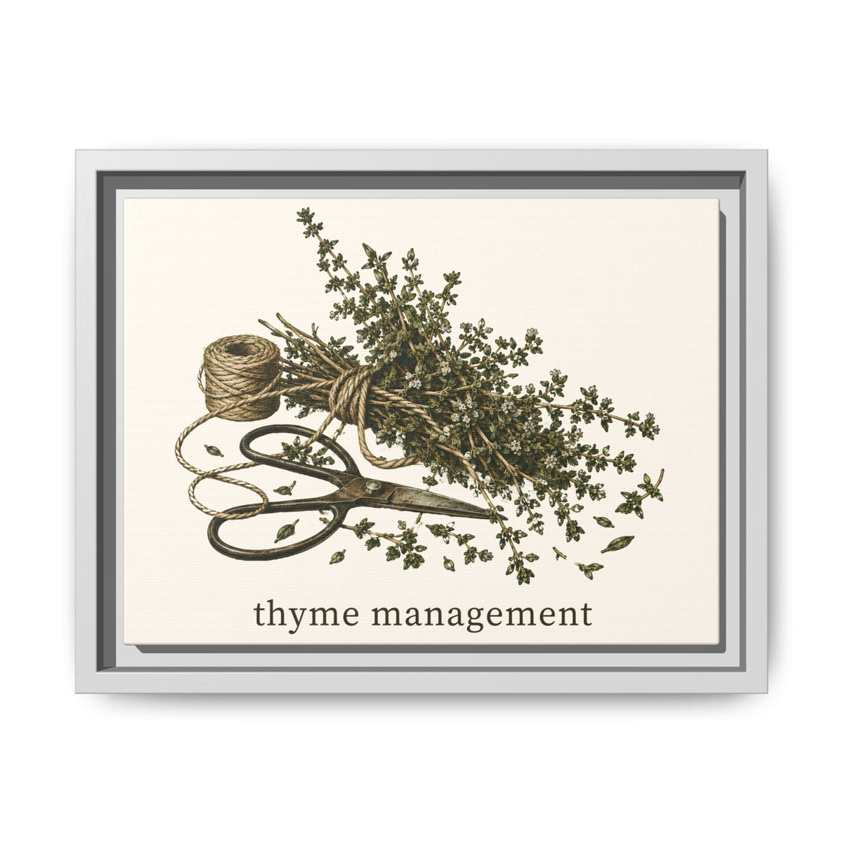 Thyme Management Kitchen Herb Framed Canvas Wall Art