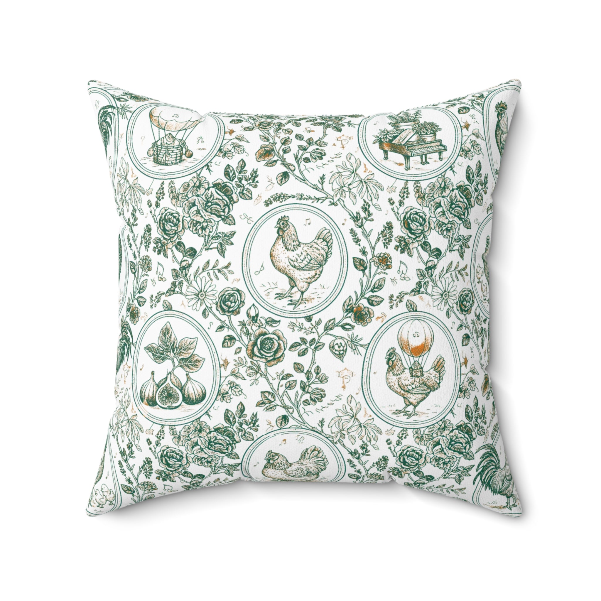 Botanical Coop Toile Accent Pillow