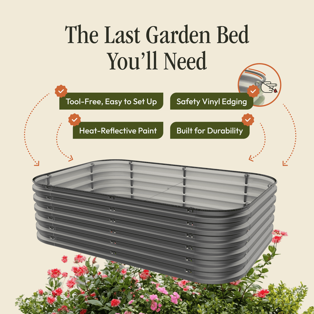 17" Tall 6 In 1 "No Tools Needed" Premium Metal Raised Garden Bed Kit