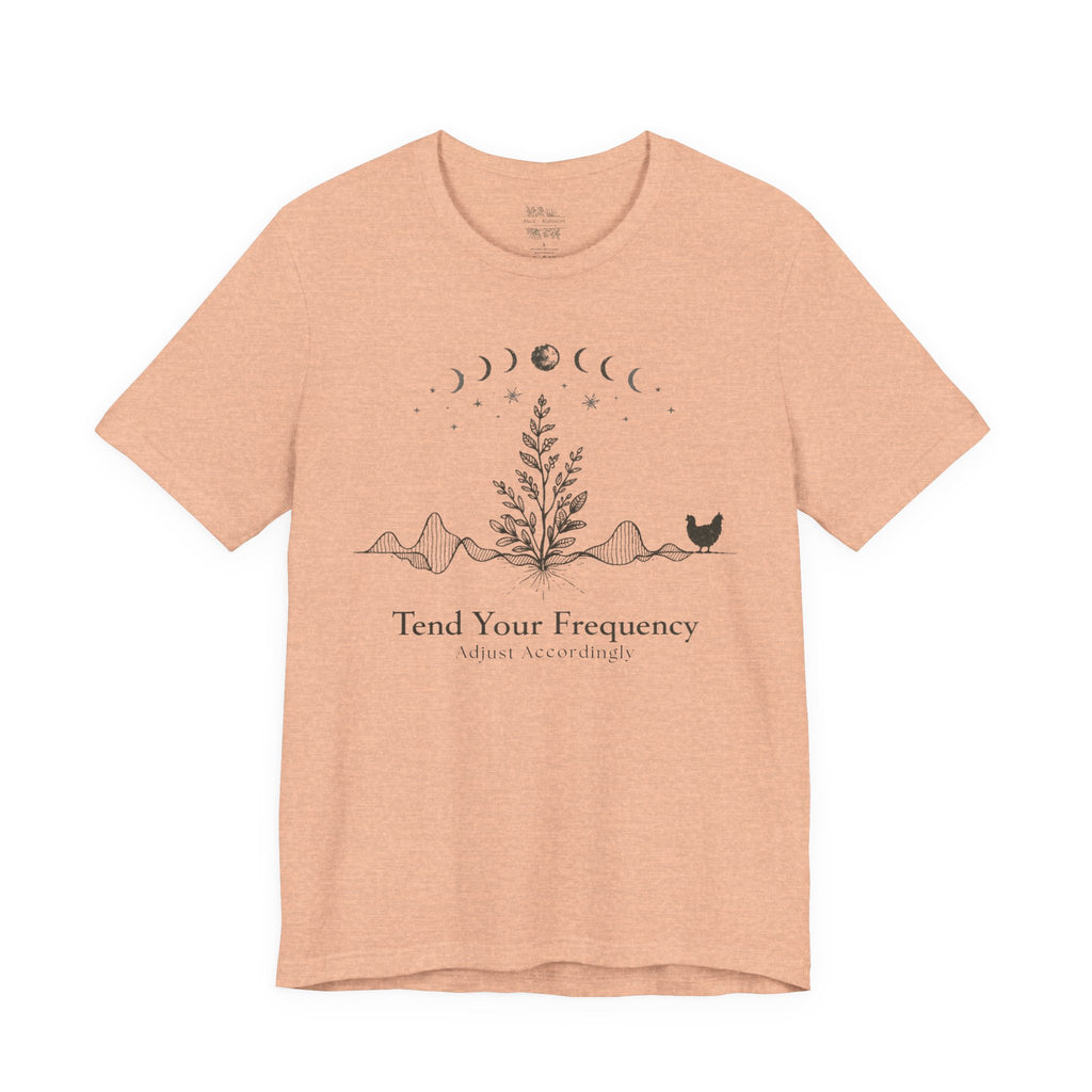 Tend Your Frequency: Adjust Accordingly Moon Phase Botanical Tee