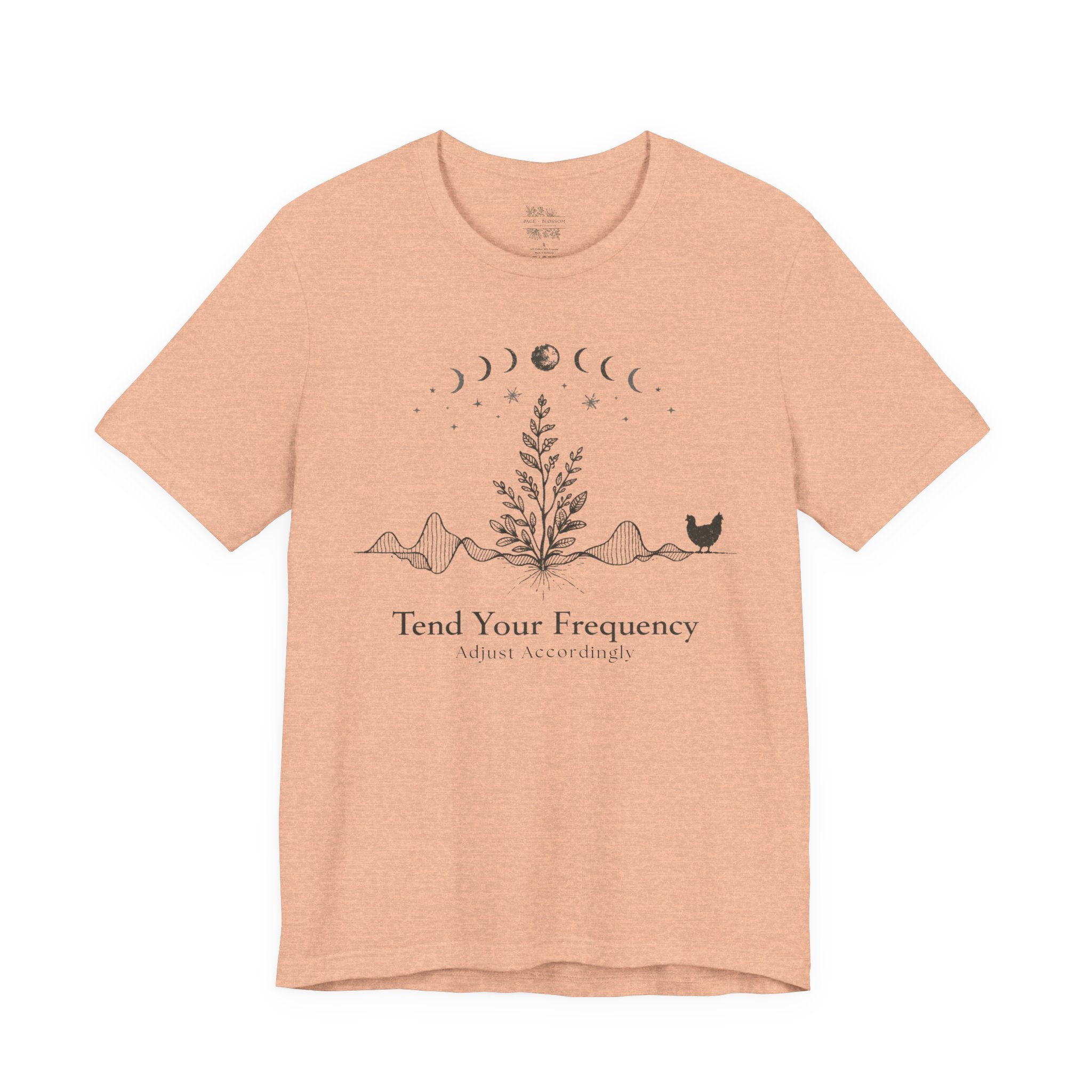 Tend Your Frequency: Adjust Accordingly Moon Phase Botanical Tee