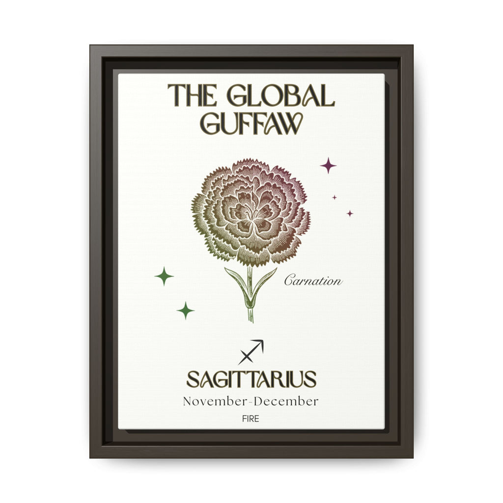 Sagittarius The Global Guffaw Carnation Framed Matte Canvas