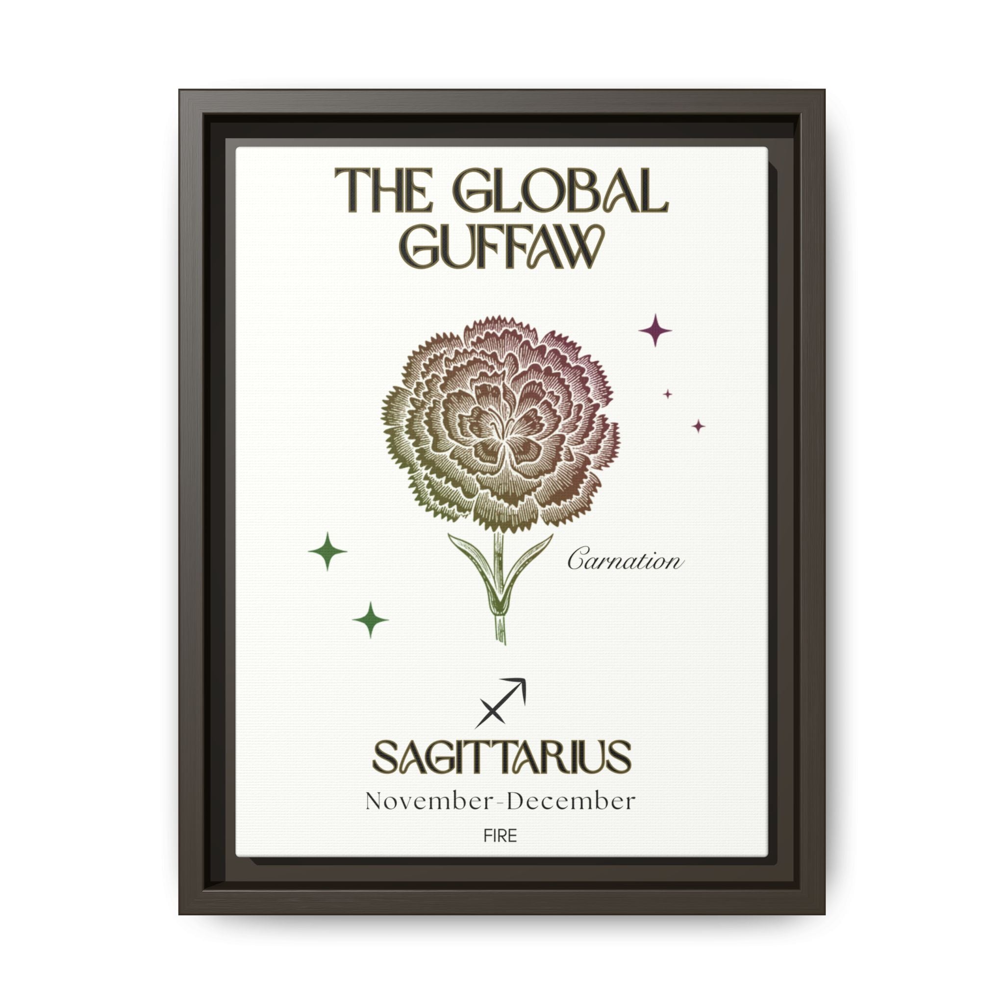 Sagittarius The Global Guffaw Carnation Framed Matte Canvas