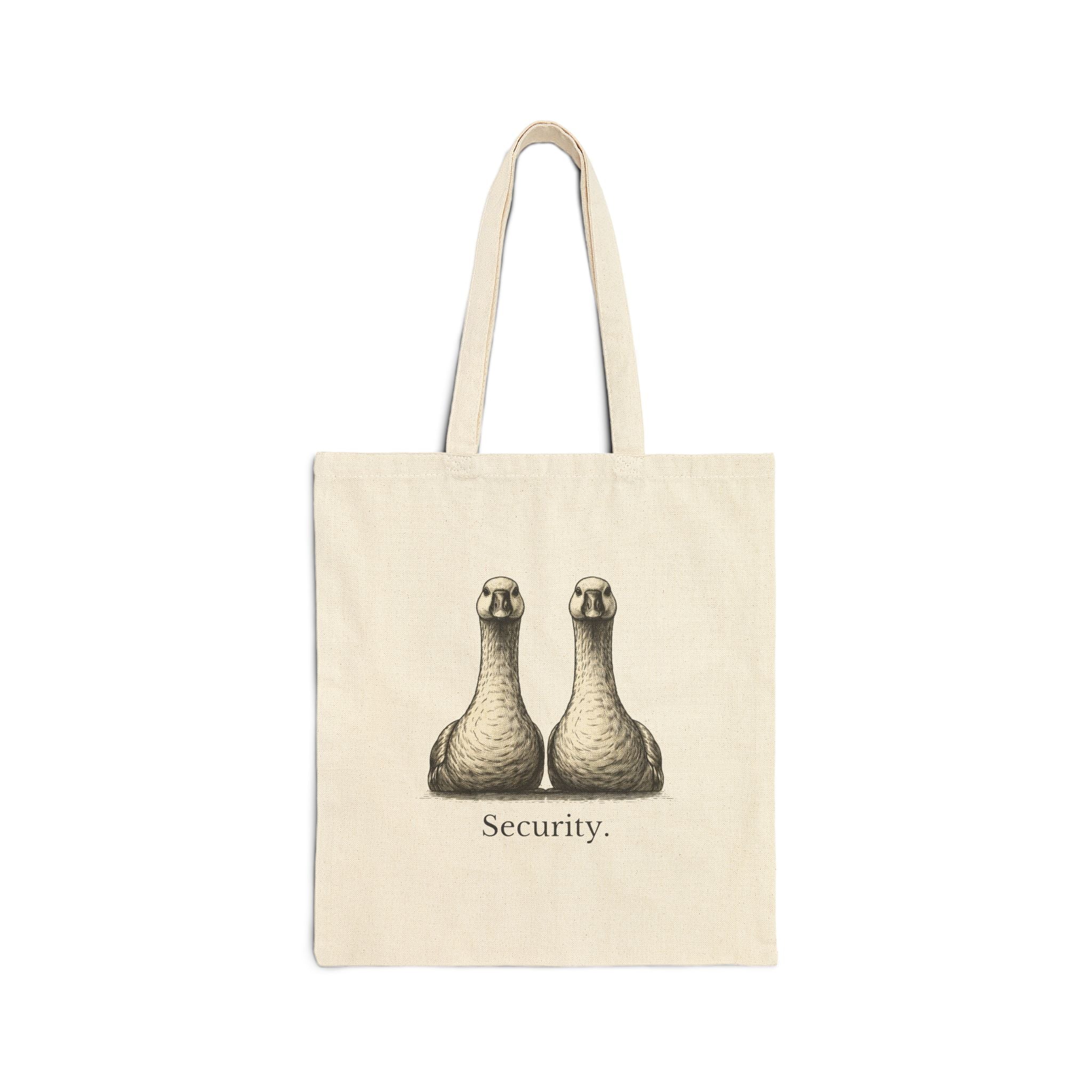 Security Geese Tote Bag — Vintage Illustration Cotton Canvas