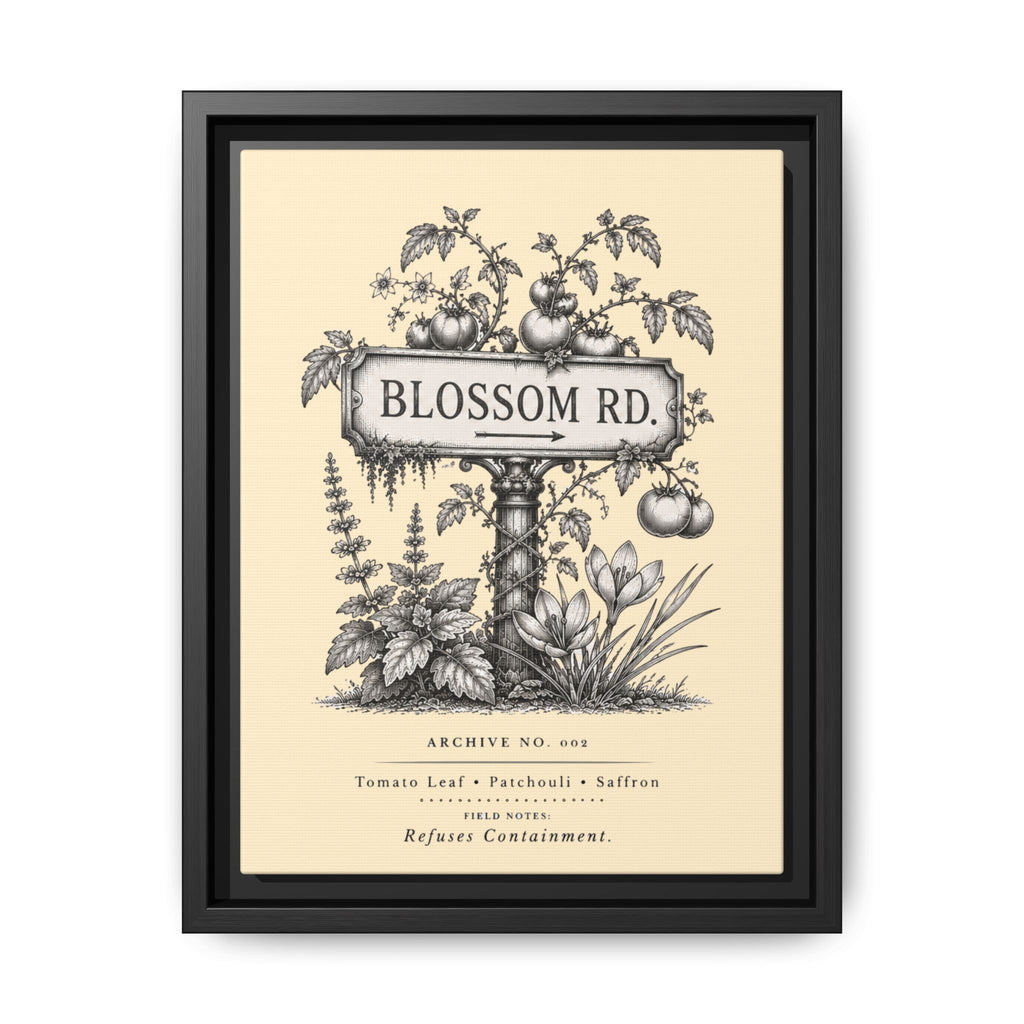 BLOSSOM RD. Vintage Botanical Street Sign Print Framed Canvas Art
