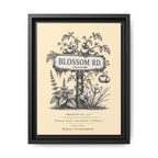 BLOSSOM RD. Vintage Botanical Street Sign Print Framed Canvas Art